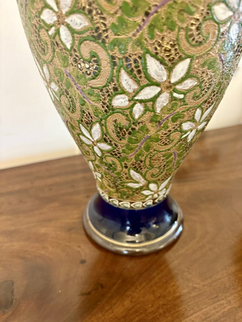 Pair of Antique Victorian Quality Doulton Slater Stoneware Vases - Image 4